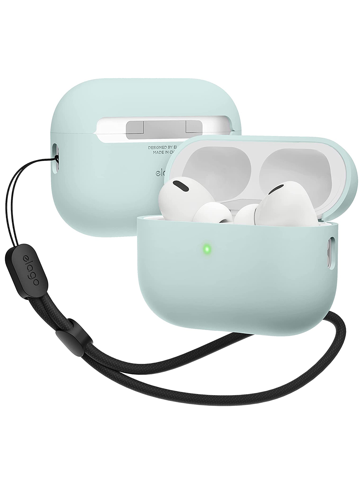 

Чехол Elago для AirPods Pro 2 со шнурком Mint, Зеленый, Liquid case