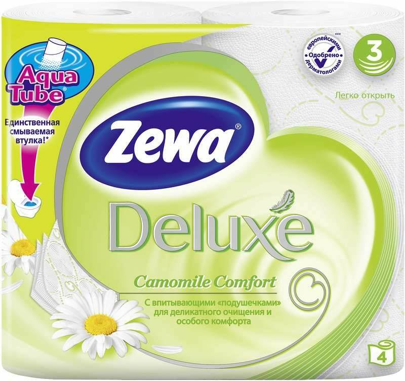 

Туалетная бумага Zewa Deluxe Ромашки, 3 слоя, 4 шт.