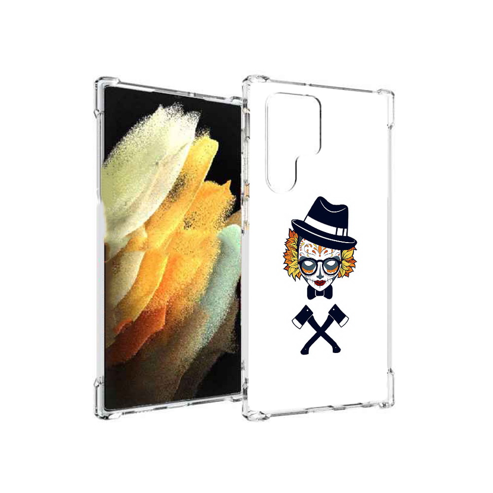 

Чехол MyPads Tocco для Samsung Galaxy S22 Ultra девушка в маске с топорами рисунок, Прозрачный, Tocco