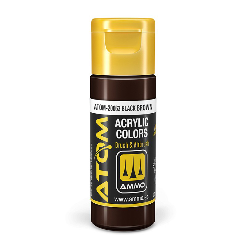 

Акриловая краска Ammo Mig Atom ColorЧёрно-коричневый Black Brown ATOM20063, Чёрно-коричневый