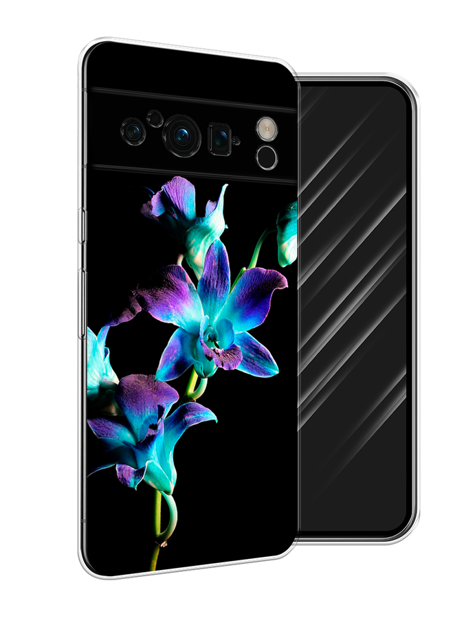 

Чехол Awog на Google Pixel 8 Pro "Синий цветок на черном", Черный;голубой;синий, 271650-8