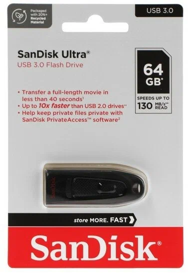 Флешка SanDisk Ultra 64 ГБ черный (9891470)