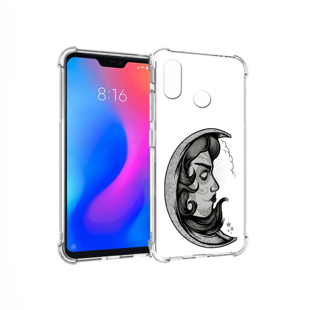 Чехол MyPads Tocco для Xiaomi Redmi 6 Pro черно белая луна с лицом (PT113887.306.680)