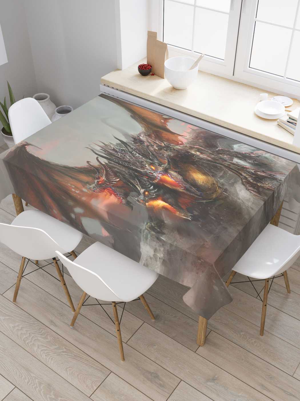 

Скатерть прямоугольная JoyArty "Ужасный дракон" из сатена, 120x145 см, Розовый, Ужасный дракон