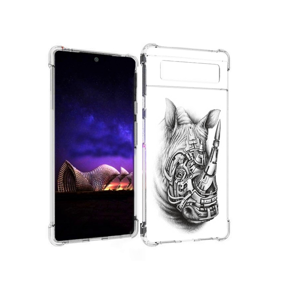 

Чехол MyPads Tocco для Google Pixel 6 стальной носорог, Прозрачный, Tocco