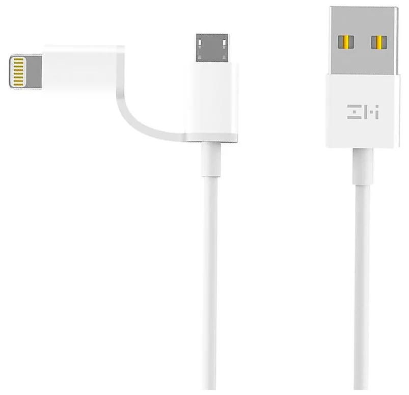 

Кабель Xiaomi ZMI 2 in 1 USB - Lighting/Micro MFi 100 см White (AL801)
