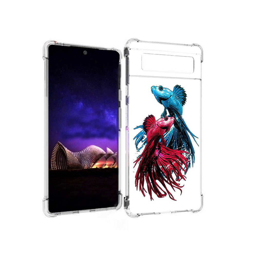 

Чехол MyPads Tocco для Google Pixel 6 рыбы петушки, Прозрачный, Tocco