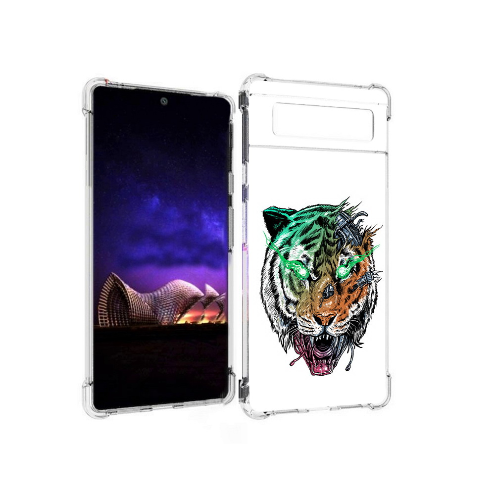 

Чехол MyPads Tocco для Google Pixel 6 робо-тигр, Прозрачный, Tocco