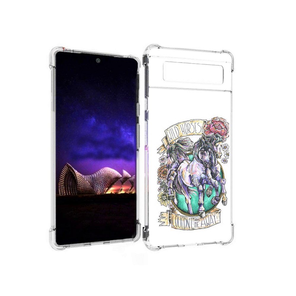 

Чехол MyPads Tocco для Google Pixel 6 рисунок коней в цветах, Прозрачный, Tocco