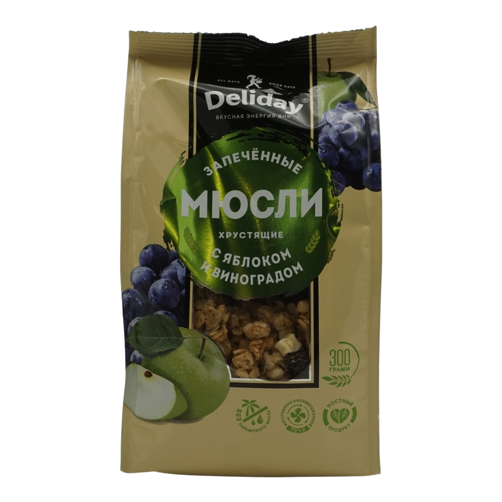 

Мюсли Deliday запеченные с бананом и виноградом 300 г