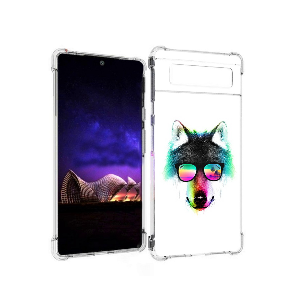 

Чехол MyPads Tocco для Google Pixel 6 радужный волк, Прозрачный, Tocco