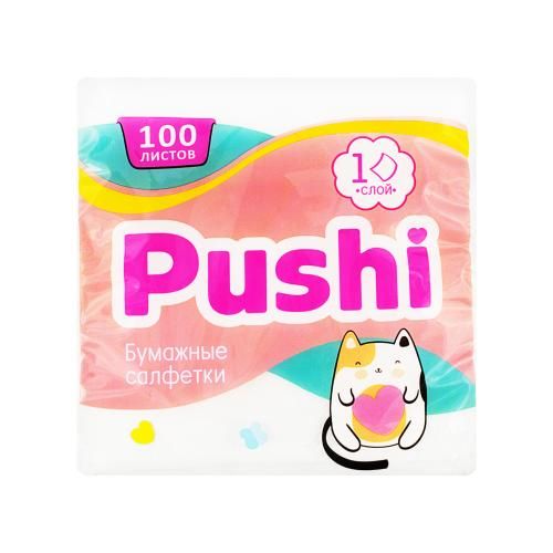 

Салфетки Pushi бумажные 1 слой 100 шт, Белый