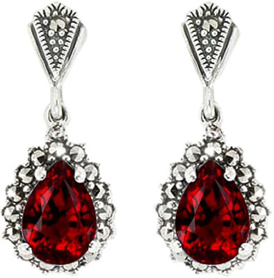 

Серьги из серебра с гранатом/марказитом Марказит HE854-granat-mr, HE854-granat-mr