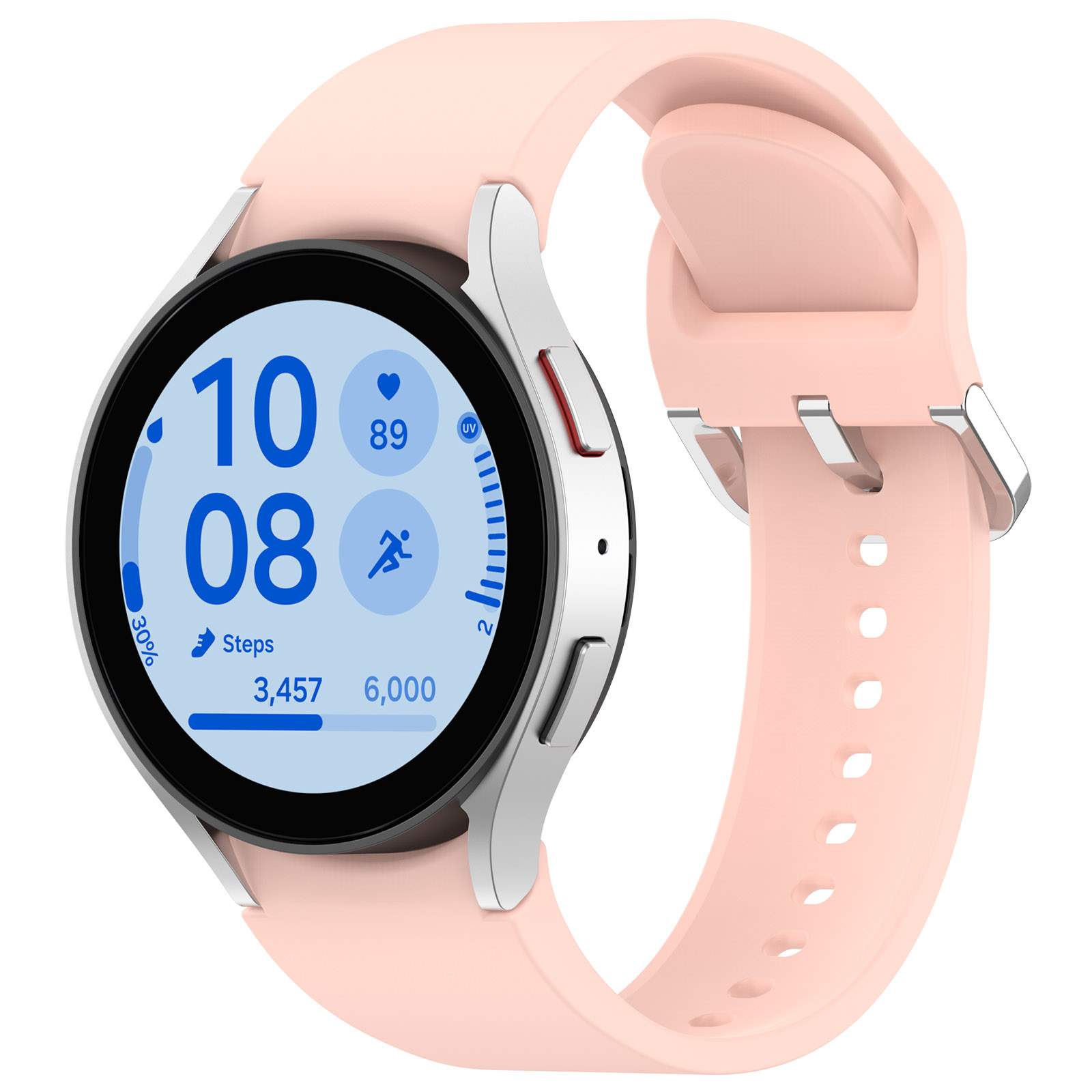 

Силиконовый ремешок для Samsung Galaxy Watch 7/FE/6 Classic, с серебристой застежкой, Розовый, Силиконовый ремешок для Samsung Galaxy Watch 7 / FE / 6 Classic, с серебристой застежкой