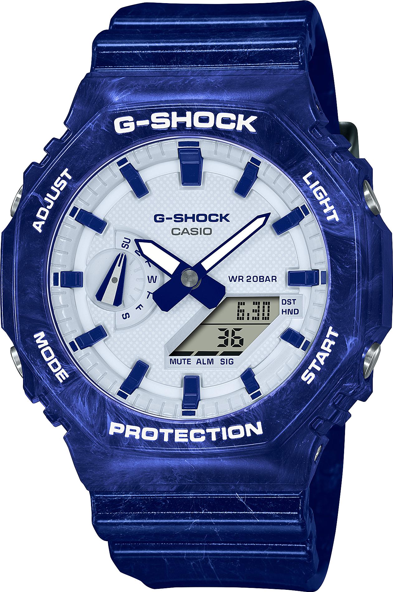 

Наручные часы мужские Casio G-Shock GA-2100BWP-2A синие, GA-2100BWP-2A