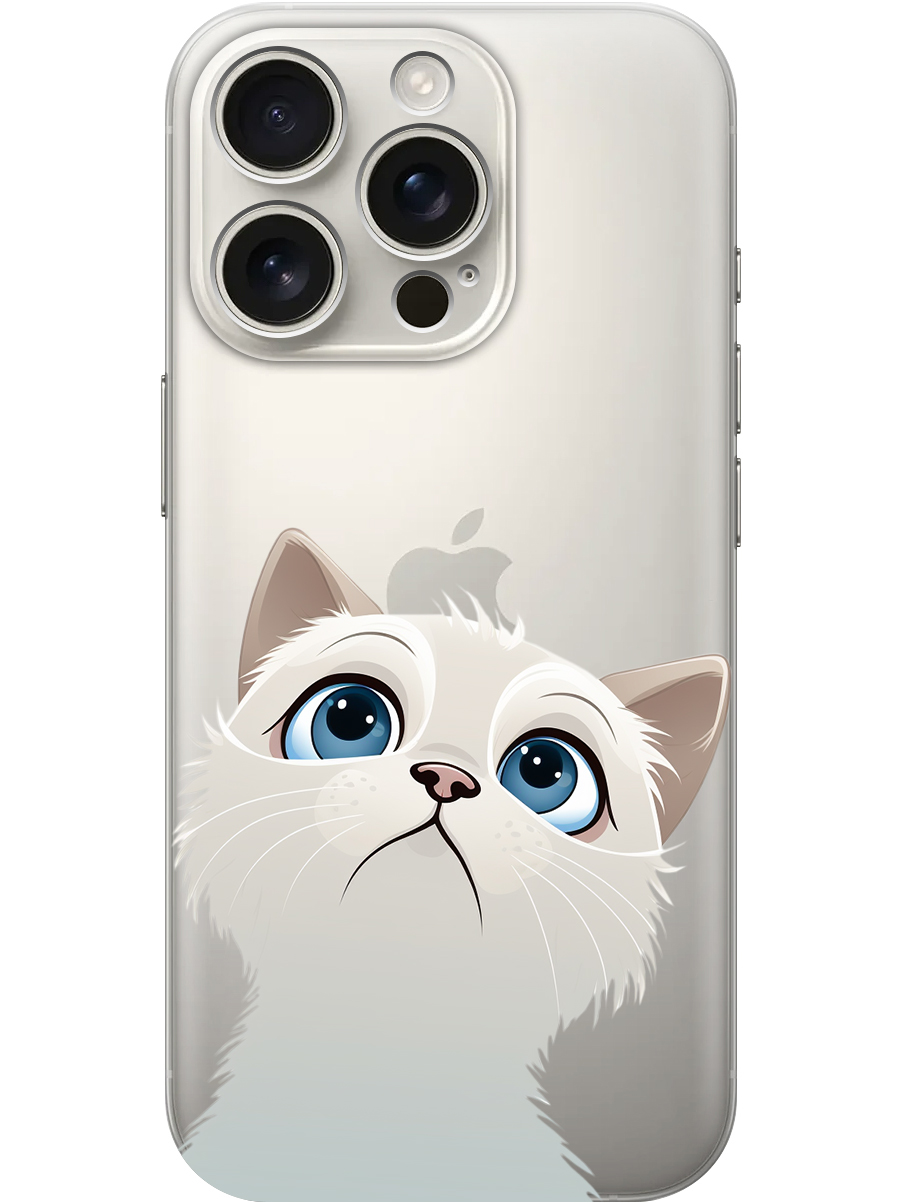 

Силиконовый чехол на Apple iPhone 16 Pro с принтом "Белый котик" прозрачный, Прозрачный;белый, 785197711