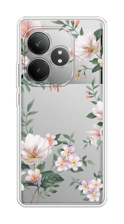 

Чехол Case Place на Realme GT 6T "Beautiful white flowers", Бежевый;зеленый, 2517550-1