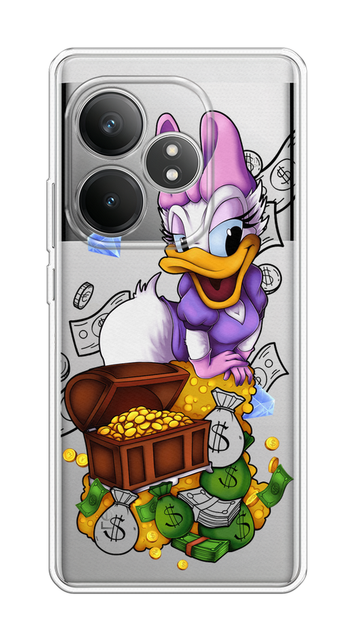 Чехол Case Place на Realme GT 6T "Rich Daisy Duck" 2517550-1 коричневый,  белый,  фиолетовый