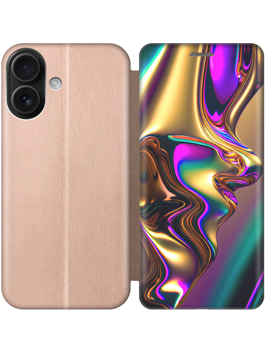 

Чехол-книжка на Apple iPhone 16 с принтом "Золотистая абстракция" золотой, Золотистый;фиолетовый, 785196531