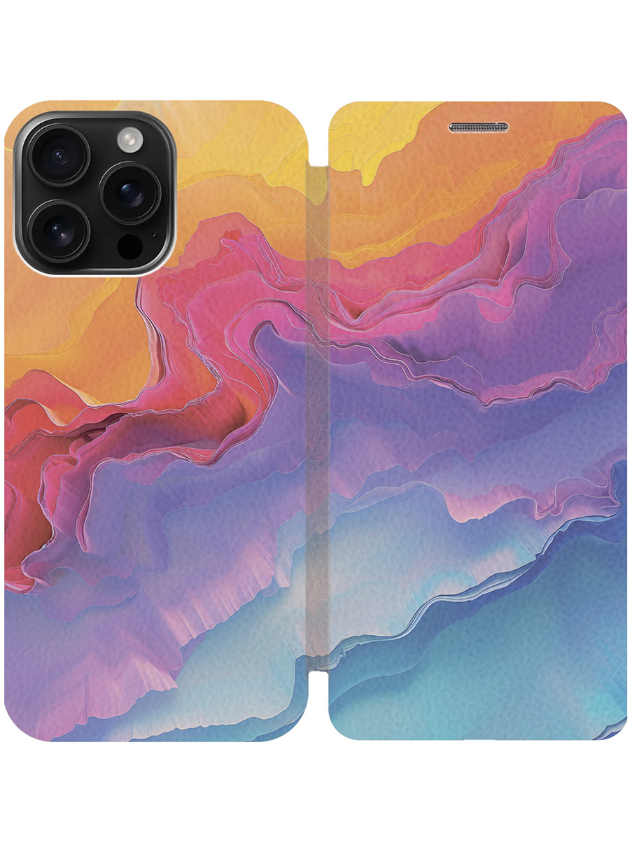 

Чехол-книжка на Apple iPhone 16 Pro Max с принтом "Цветной мрамор" золотой, Золотистый;голубой;желтый;розовый, 785198331