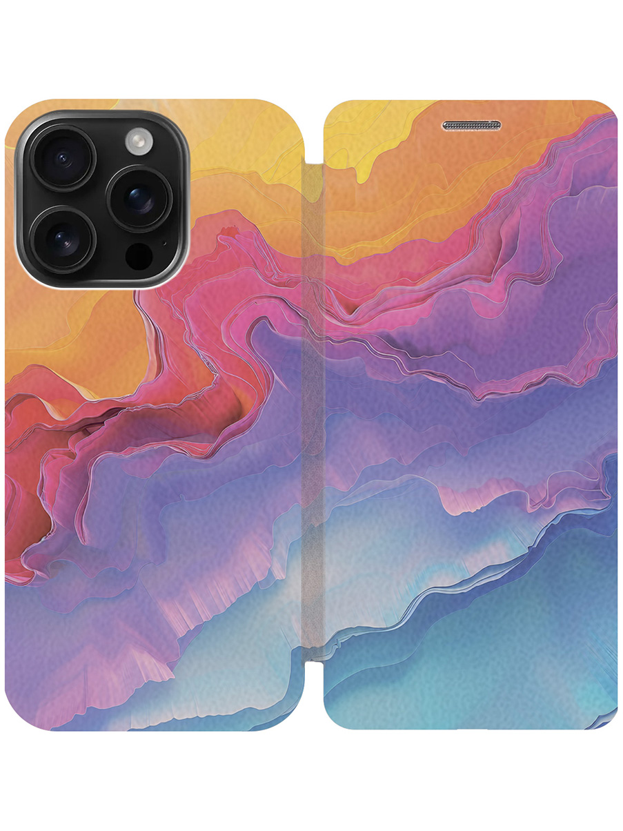 

Чехол-книжка на Apple iPhone 16 Pro с принтом "Цветной мрамор" золотой, Золотистый;голубой;желтый;розовый, 785197731