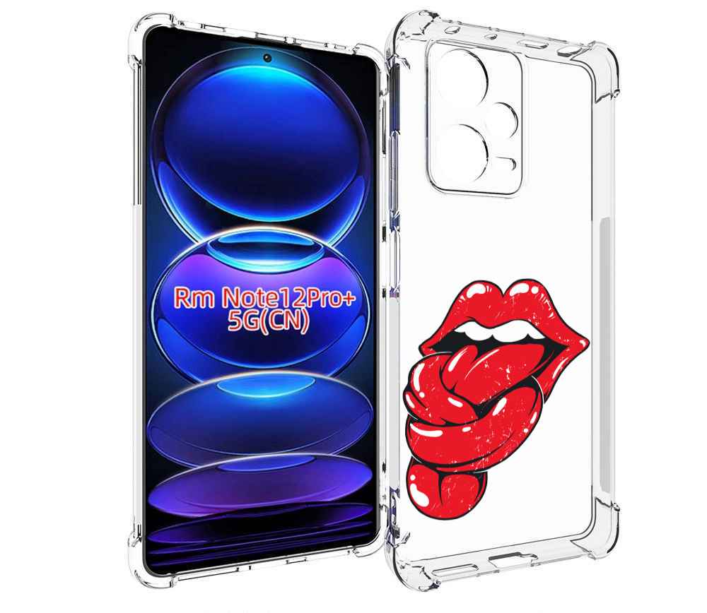 

Чехол MyPads яркие губы с языком для Xiaomi Redmi Note 12 Pro + Plus, Прозрачный, Tocco