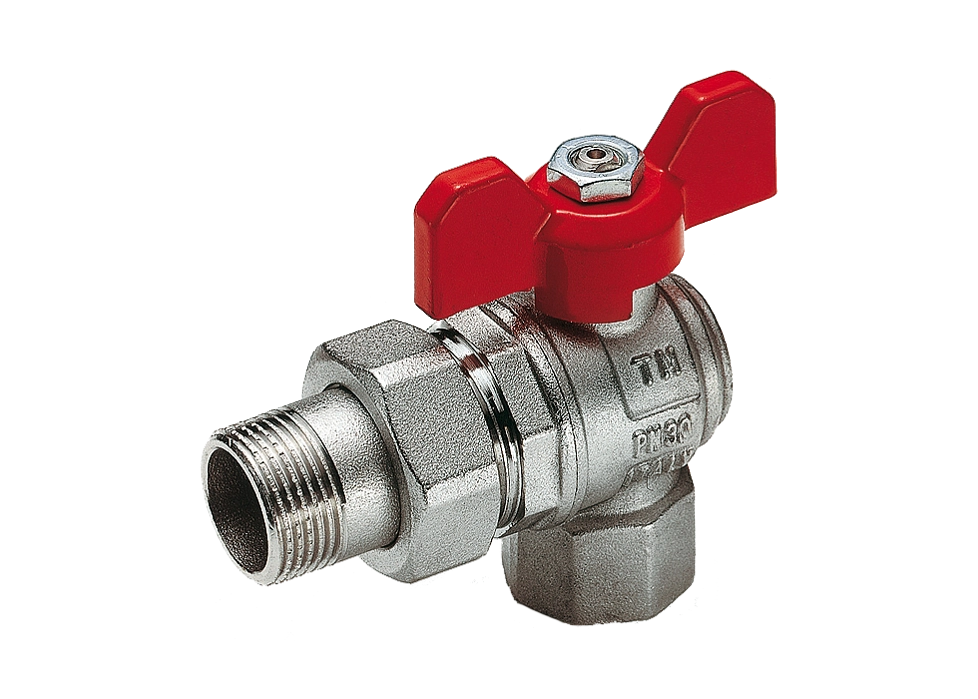 фото Шаровой кран tiemme с американкой угловой, полнопроходной н/в 1/2" бабочка