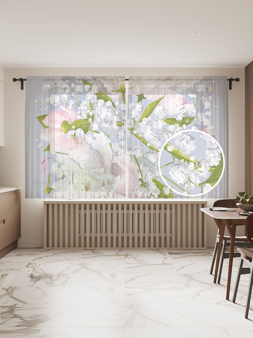 

Фототюль JoyArty "Букет с пионами", 145x180 см (2 полотна со шторной лентой + 50 крючков), Букет с пионами