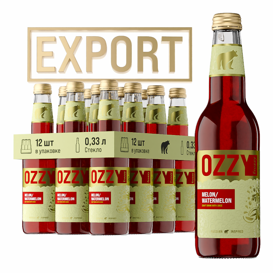 Лимонад OZZY frozzy Export дыня-арбуз с натуральным соком, 330 мл х 6 шт