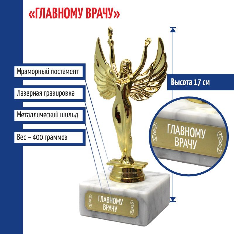 

Статуэтка Ника Главному врачу 17 см, Золотистый, d108204-172-glavnomu-vrachu
