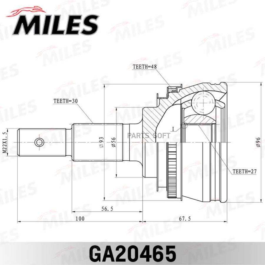 

ШРУС наружный TOYOTA CAMRY/LEXUS ES300 3.0 91-97 (с ABS) (GKN 302860) GA20465