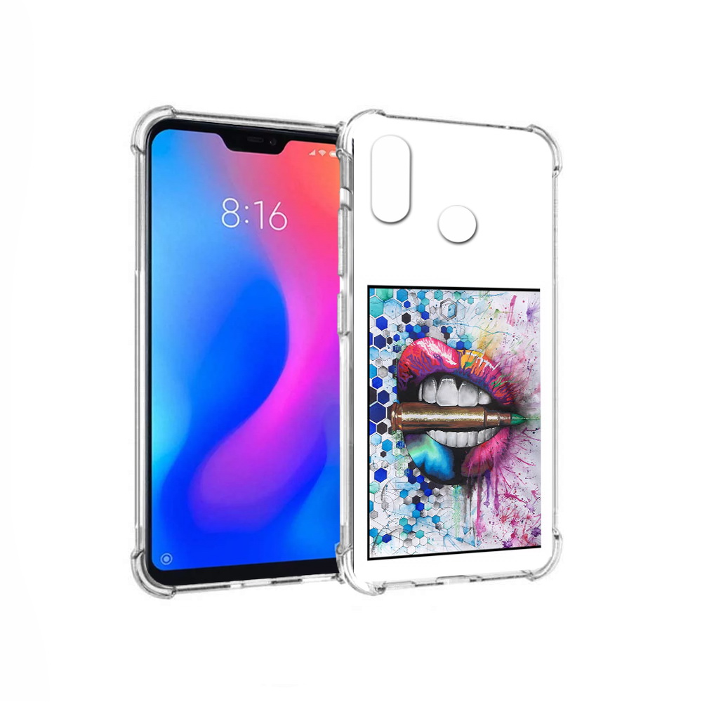 

Чехол MyPads Tocco для Xiaomi Redmi 6 Pro разноцветные губы с пулей (PT113887.306.571), Прозрачный, Tocco