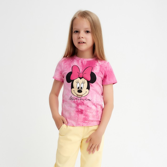 

Футболка для девочки "Minnie", Минни Маус, «Тай-дай», рост 122-128 см, цвет розовый