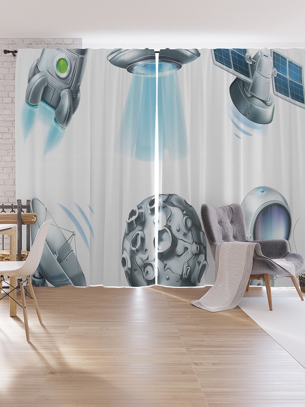 

Шторы под лён JoyArty "Космические технологии", серия Oxford DeLux, 340х265 см, Космические технологии