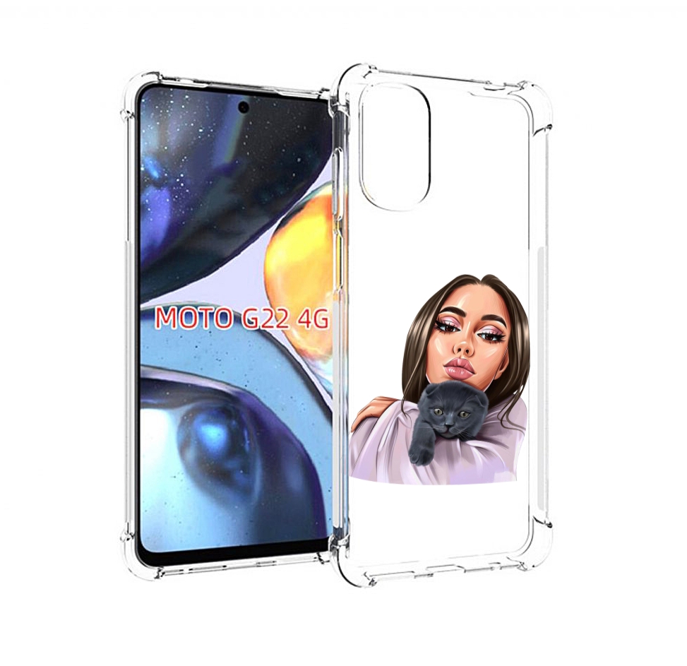 

Чехол MyPads нарисованная-девушка-с-котом женский для Motorola Moto G22 4G, Прозрачный, Tocco