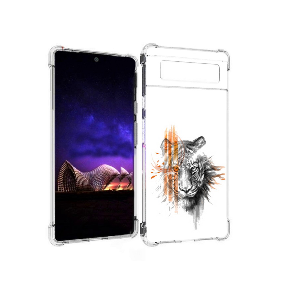 

Чехол MyPads Tocco для Google Pixel 6 огненный тигр, Прозрачный, Tocco
