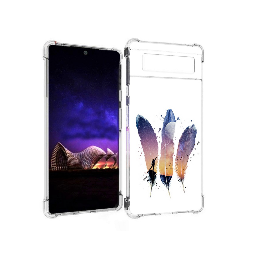 

Чехол MyPads Tocco для Google Pixel 6 небесные перья, Прозрачный, Tocco