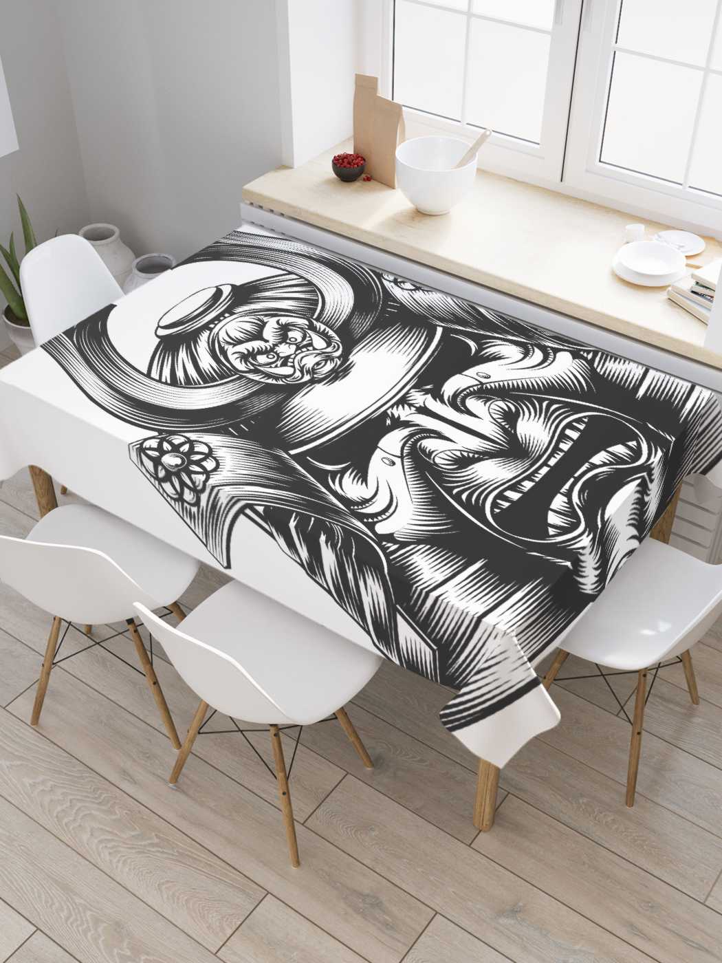 

Скатерть прямоугольная JoyArty "Грозная маска самурая" из сатена, 120x145 см, Черный, Грозная маска самурая