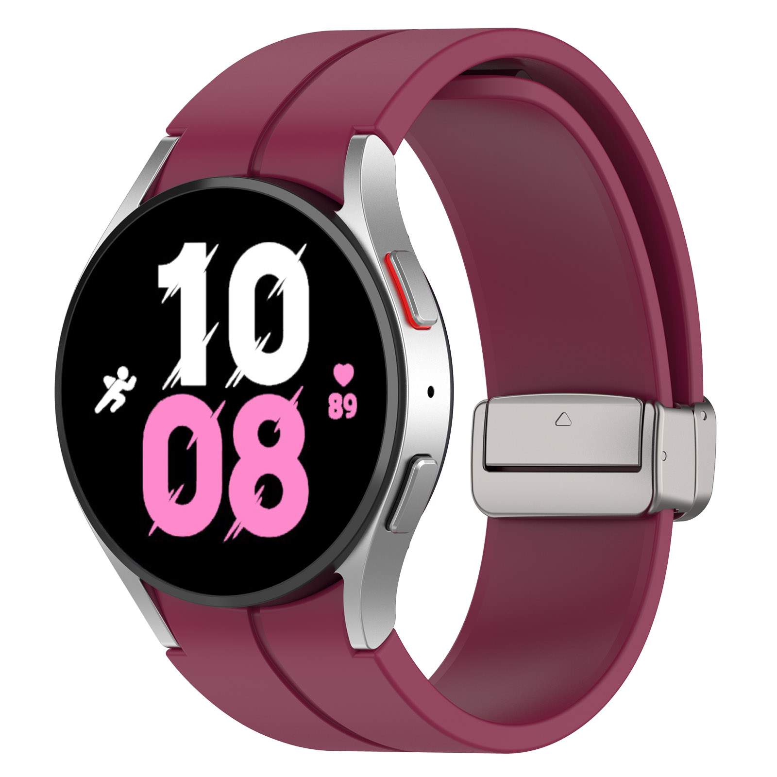 

Силиконовый ремешок для Samsung Galaxy Watch 7/FE/6 Classic, с магнитной застежкой, Бордовый, Силиконовый ремешок для Samsung Galaxy Watch 7/FE/6 Classic, с серебристой магнитной застежкой