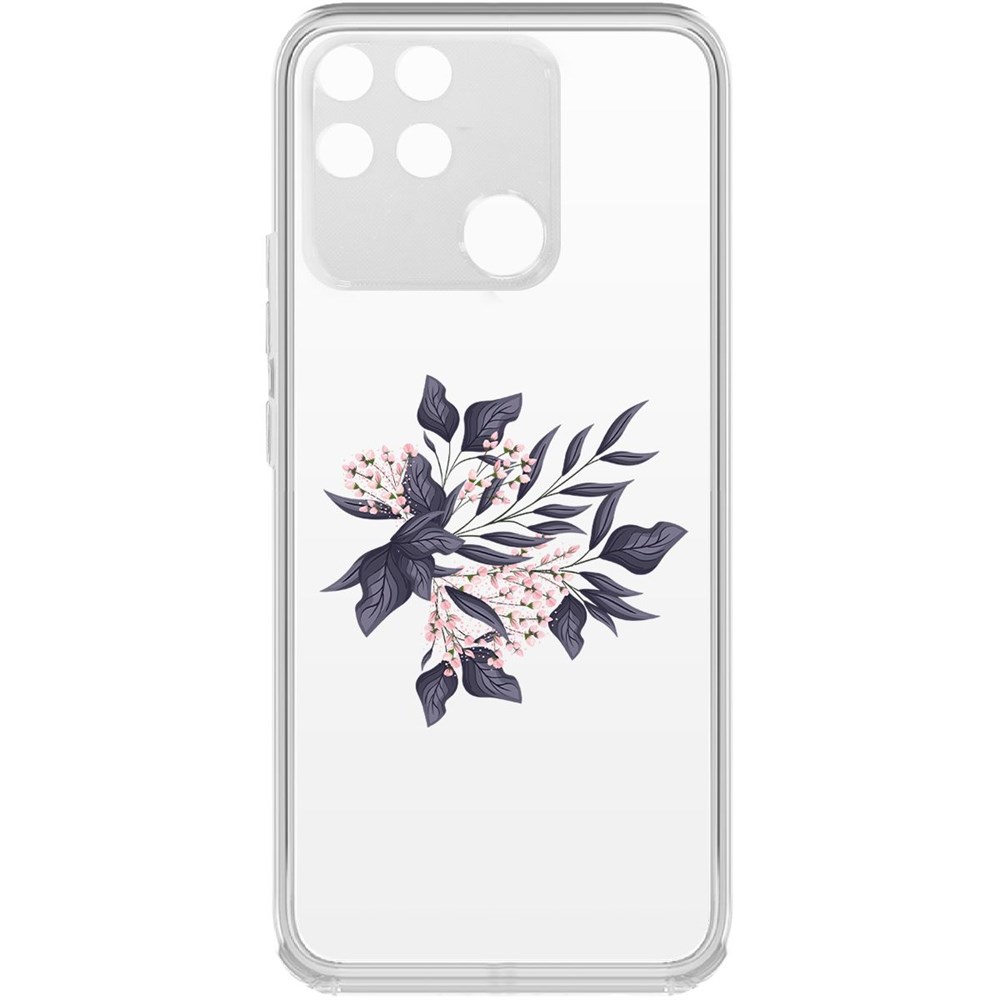 фото Чехол-накладка krutoff clear case розовые бутоны для realme narzo 50a