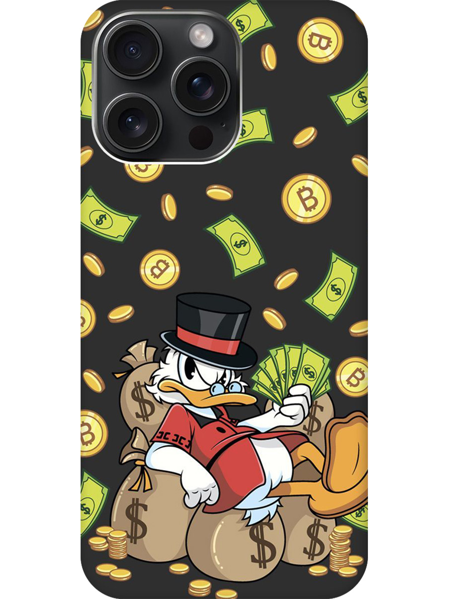

Силиконовый чехол на Apple iPhone 15 Pro Max с принтом "Богатый Скрудж" матовый черный, Черный;прозрачный;белый;зеленый, 775148171