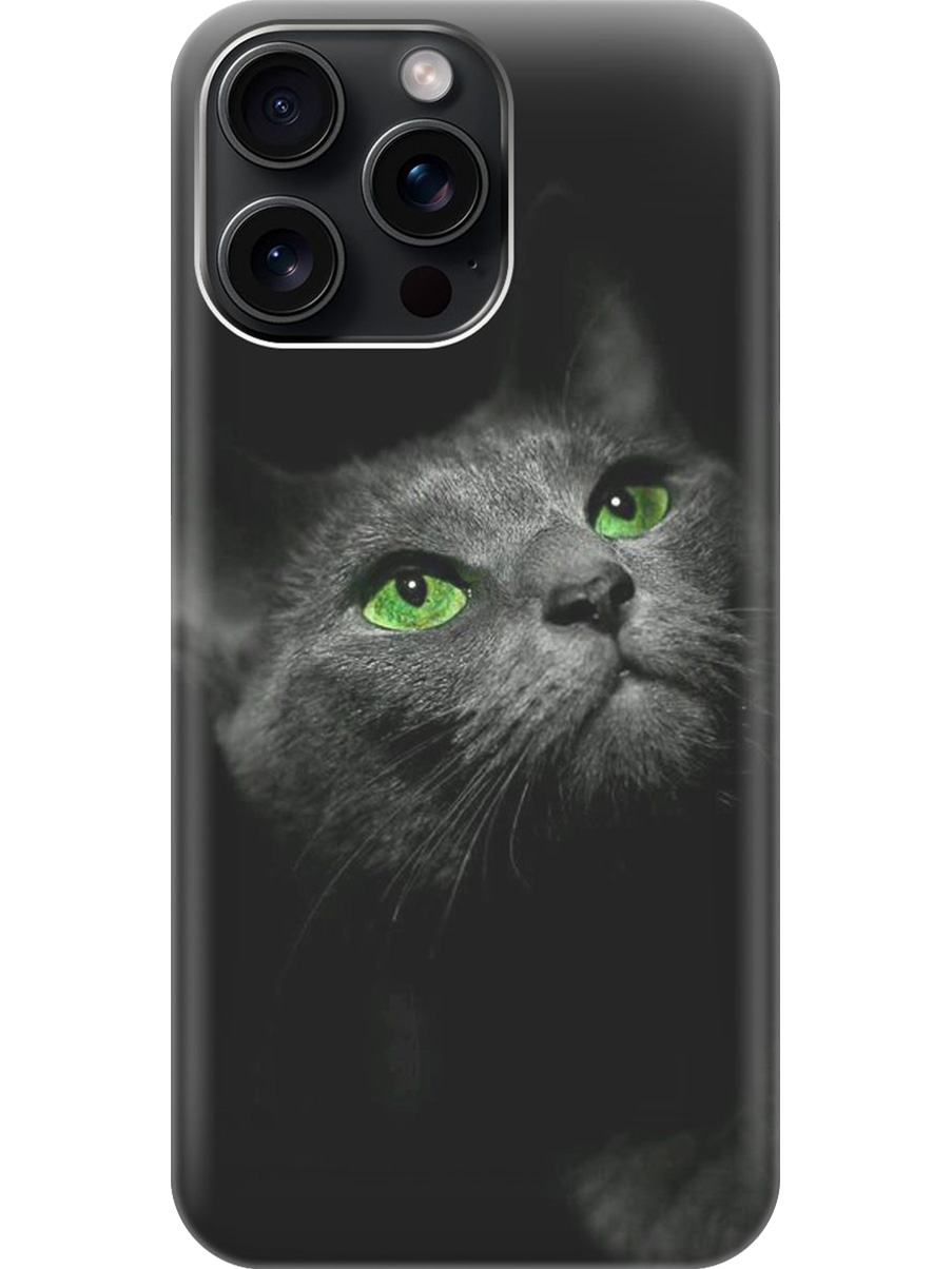 

Силиконовый чехол на Apple iPhone 15 Pro Max с принтом "Зеленоглазая кошка", Прозрачный;зеленый;серый;черный, 775148111