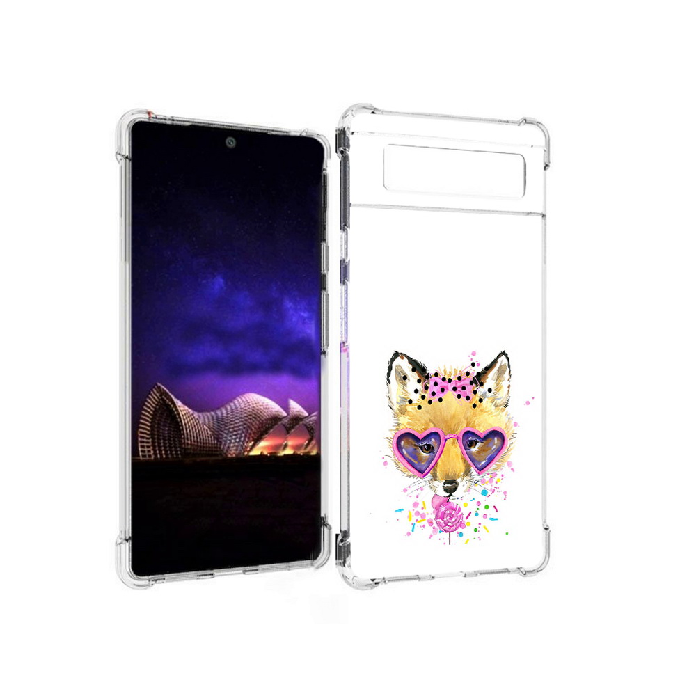 

Чехол MyPads Tocco для Google Pixel 6 лисенок с бантиком, Прозрачный, Tocco