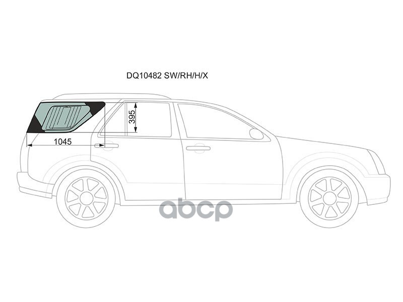 Стекло Кузова (Собачник) Заднее Правое С Антенной Cadillac Srx 04-10 Xyg Арт. Dq10482 Sw/R