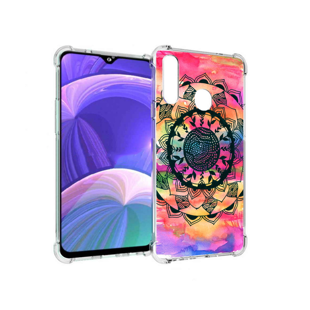 

Чехол MyPads Tocco для Samsung Galaxy A20s яркая абстракция круглый цветок, Прозрачный, Tocco