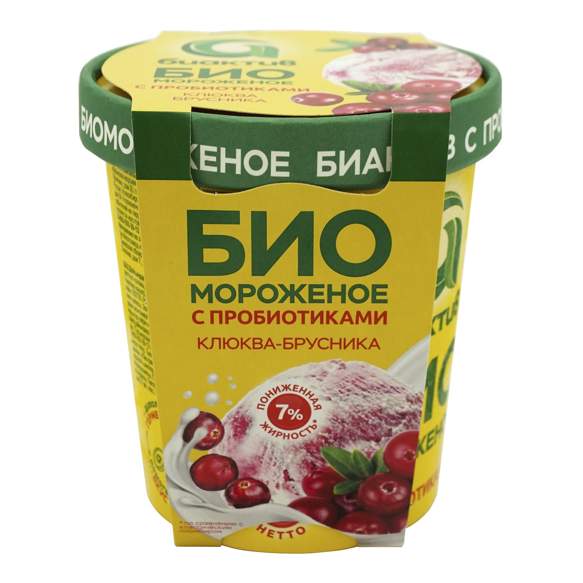 

Мороженое кисломолочное Биактив с пробиотиками клюква-брусника 7% БЗМЖ 270 г