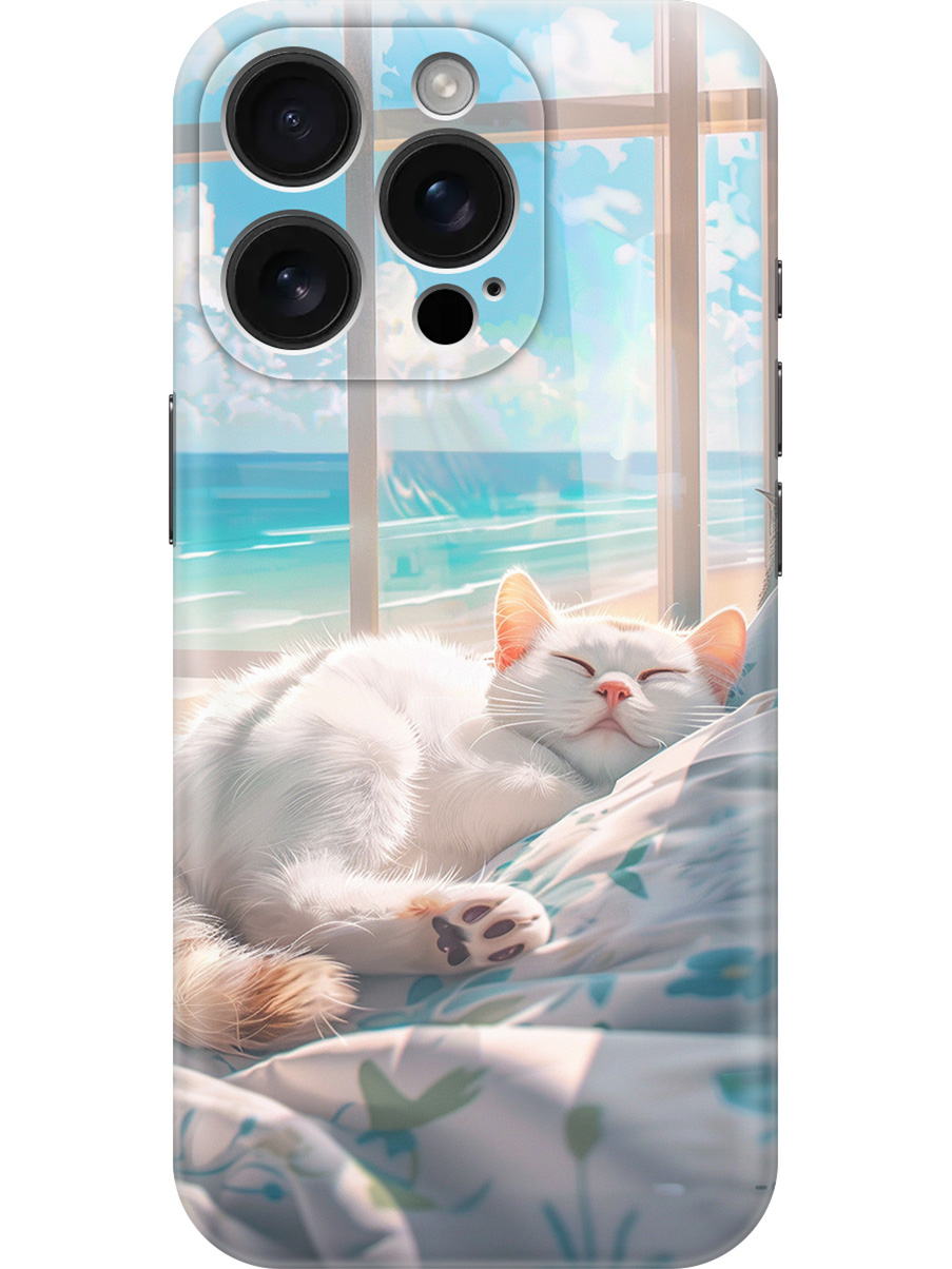 

Силиконовый чехол на Apple iPhone 16 Pro с принтом "Отдыхающий котик", Прозрачный;белый;голубой, 785197712
