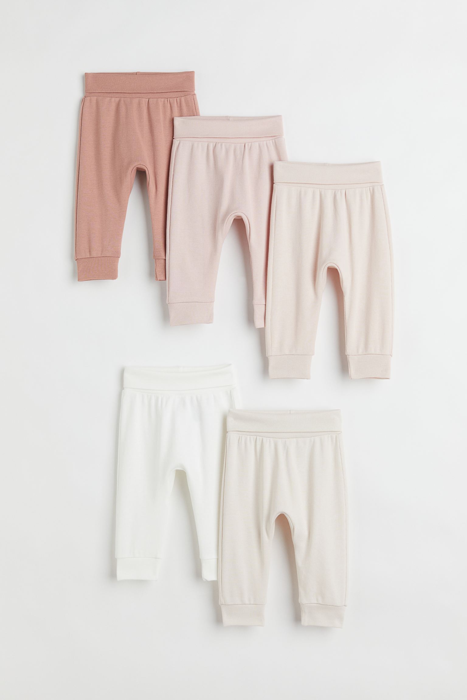 5 пар хлопковых брюк H&M 74 Темно-розовый/светло-бежевый (доставка из-за рубежа)