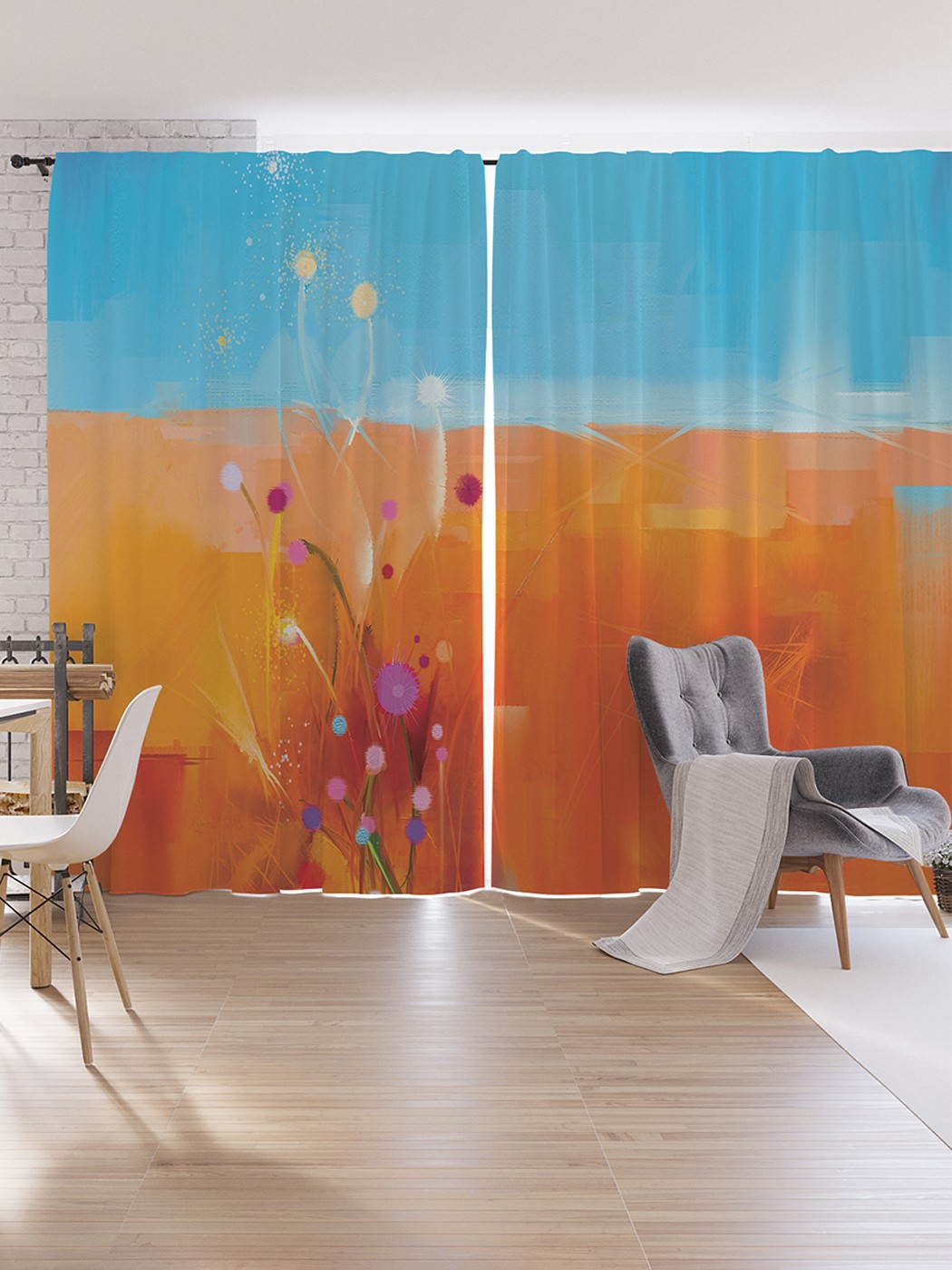 

Шторы под лён JoyArty "Цветы в пламенном море", серия Oxford DeLux, 340х265 см, Цветы в пламенном море