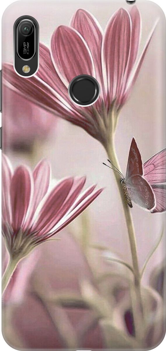 

Чехол на Honor 8A/8A Pro/Huawei Y6 (2019) "Бабочка на розовом цветке", Бежевый;розовый, 4501